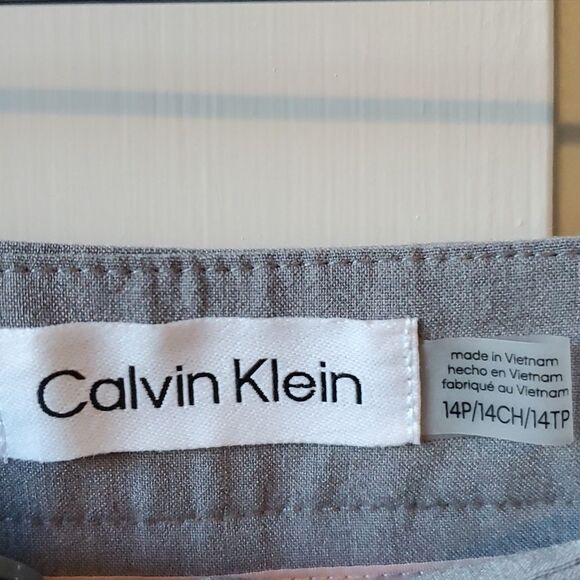 CALVIN KLEIN HEATHERED GRAY CAREER PANTS STRETCH SIZE 14P ANKLE OFFICE HIGH RISE - Picture 2 of 8